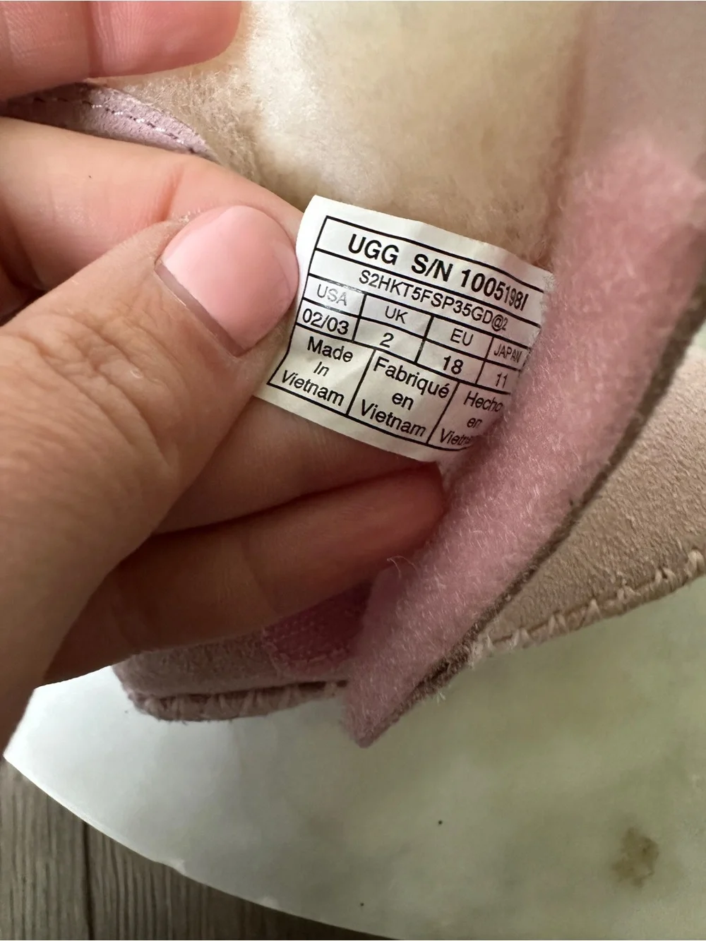 UGG Caden Baby Boots Booties Seashell Pink Suede Sheepskin Lining Infant 6-12 M